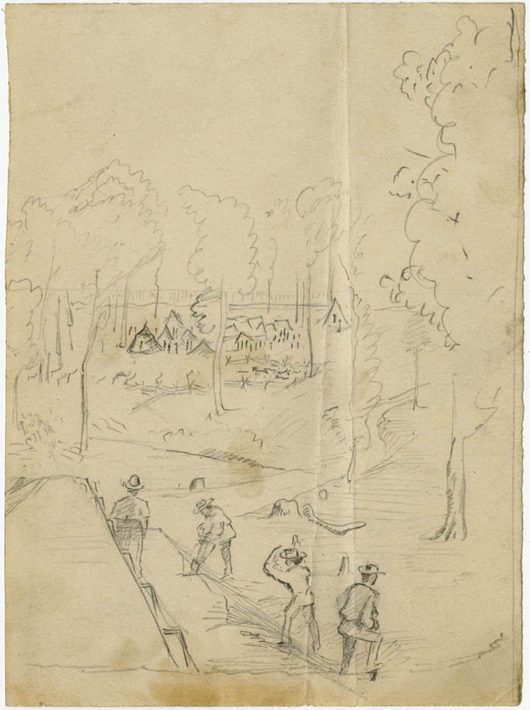 Sketch of a contraband camp in Corinth, Miss.