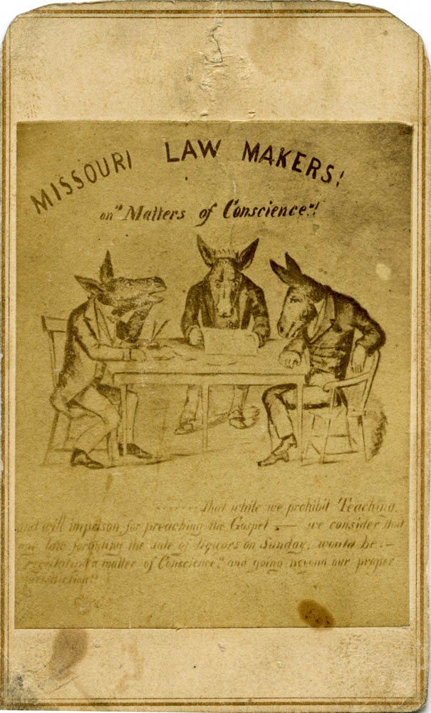 Missouri Political Cartoon of lawmakers as mules