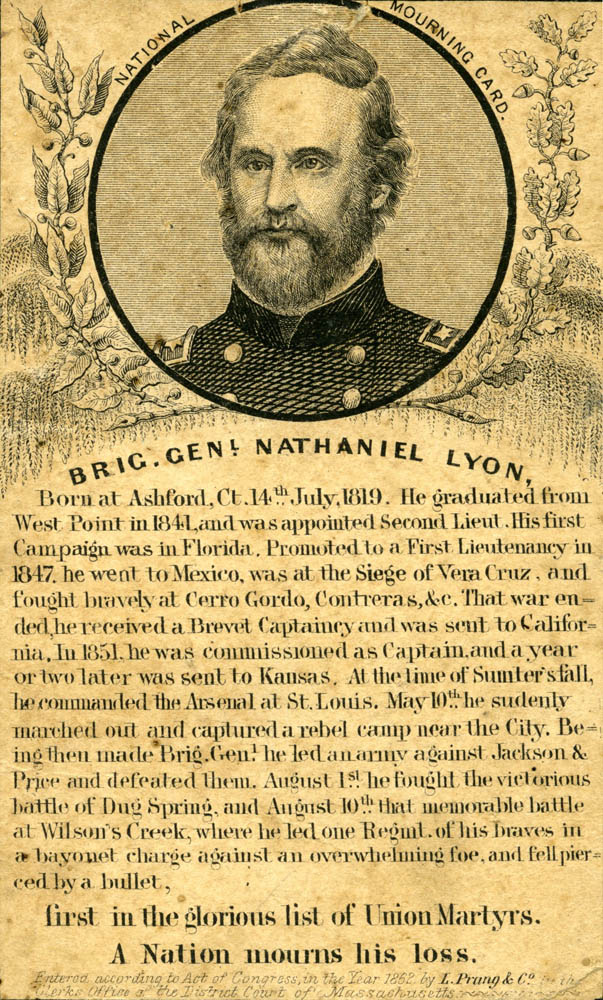 Image of Nathaniel Lyon above text for a morning card.