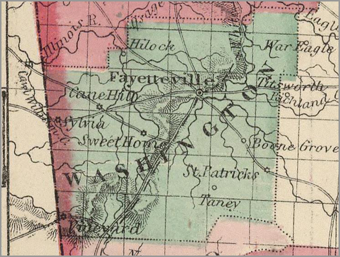 1861 AR SLAVE MAP WASHINGTON WHITE WOODRUFF YELL COUNTY ARKANSAS CIVIL WAR big 